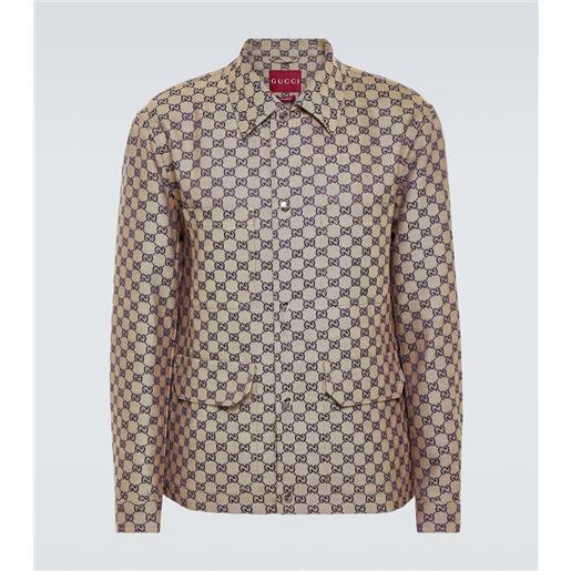 Gucci giacca gg in canvas di misto lino