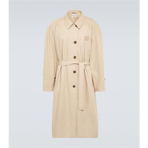 Miu Miu trench in gabardine di cotone con logo