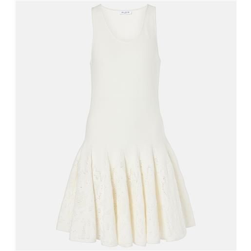 Alaia alaïa abito corto skater in pizzo di cotone