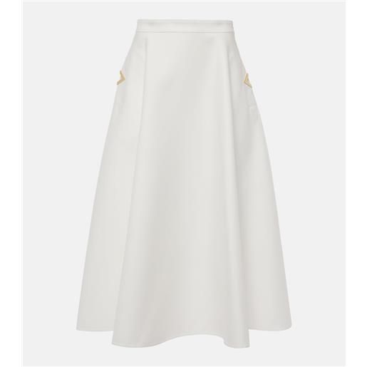 Valentino gonna midi vgold in gabardine di cotone