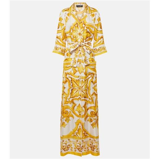 Dolce&Gabbana abito lungo majolica in twill di seta