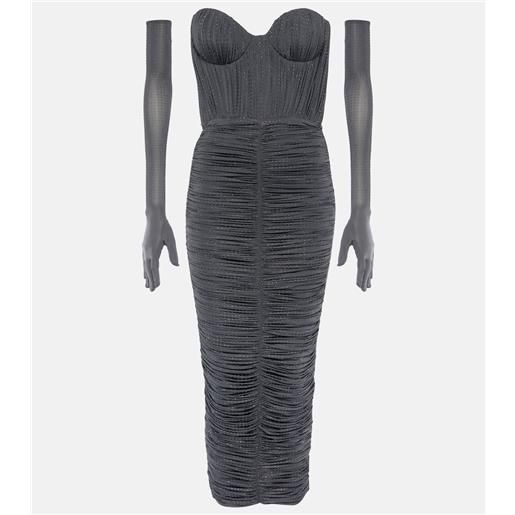 Alex Perry abito midi in jersey con cristalli