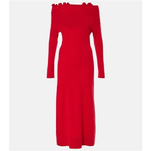 Altuzarra abito lungo lunaire in cashmere con scollo bardot