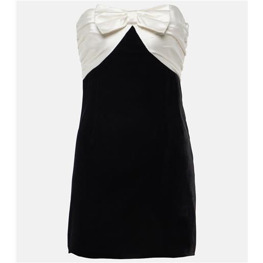 Alessandra Rich miniabito in velluto con scollo bardot