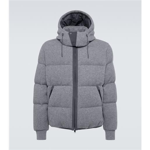 Zegna piumino in misto cashmere a coste