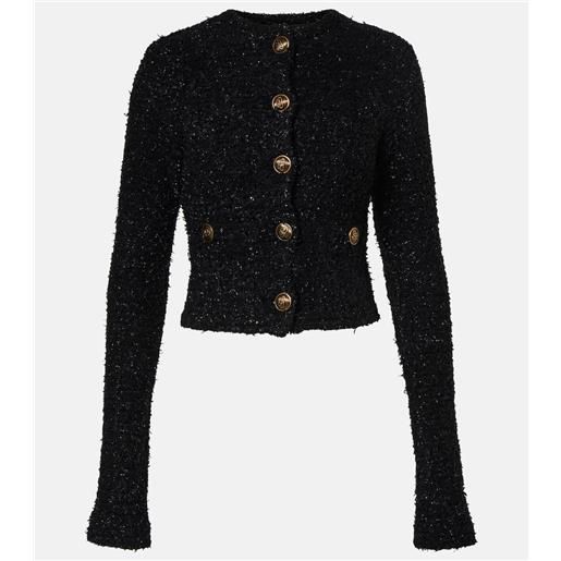 Balenciaga cardigan cropped in tweed di misto cotone
