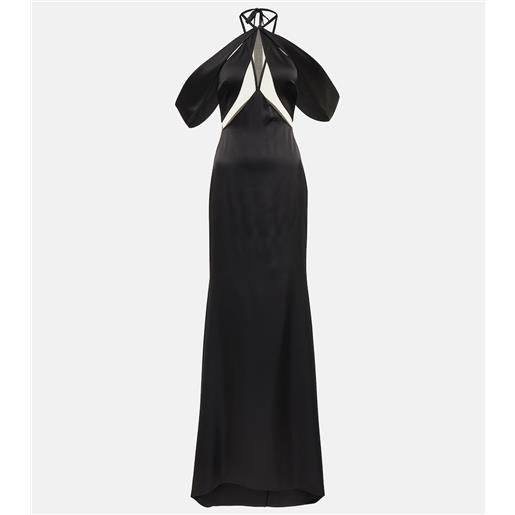 David Koma abito lungo in tulle con scollo bardot