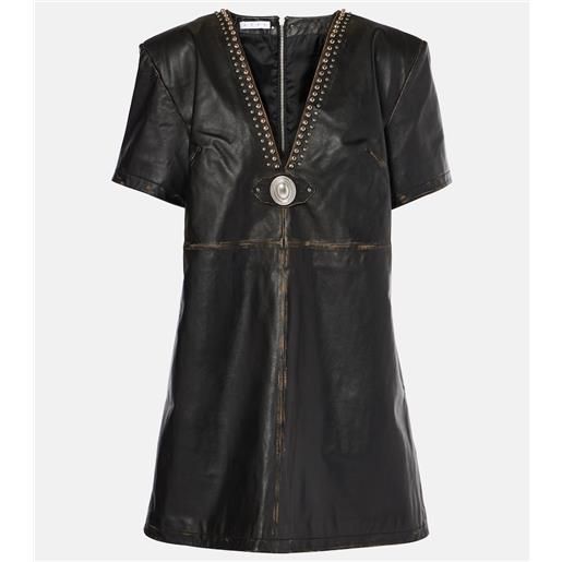 Area abito corto in pelle con borchie