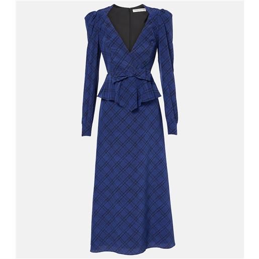 Alessandra Rich abito midi in seta tartan