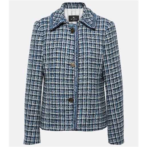 Etro giacca in tweed di misto cotone