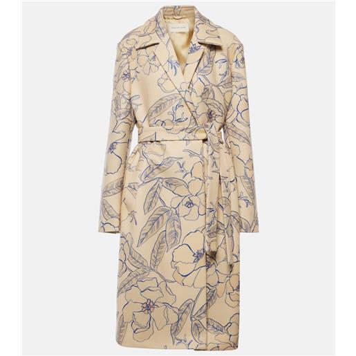 Dries Van Noten trench in misto lana con stampa