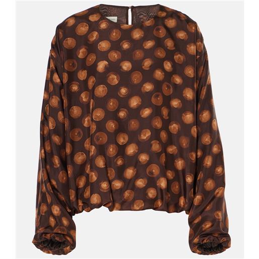 Dries Van Noten blusa in raso con stampa