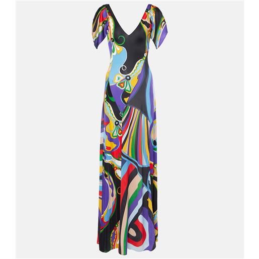 Pucci abito lungo orchidee and iride in jersey