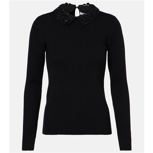 Carolina Herrera top in maglia di lana a coste