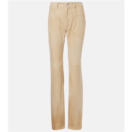 Ralph Lauren Collection pantaloni regular scottie in pelle a vita bassa