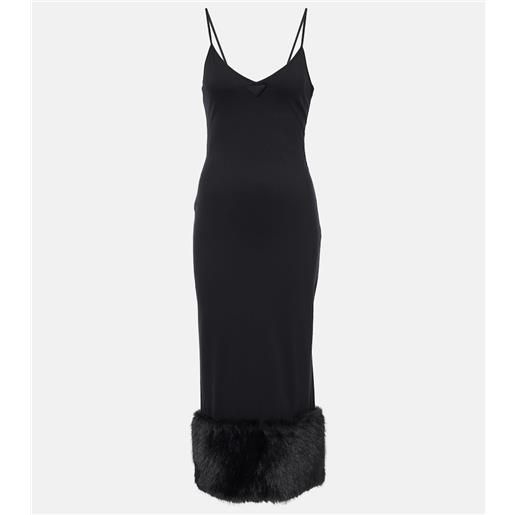 Prada abito midi con shearling sintetico