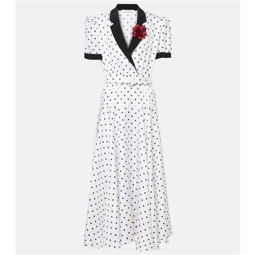 Rodarte abito midi in twill di seta a pois