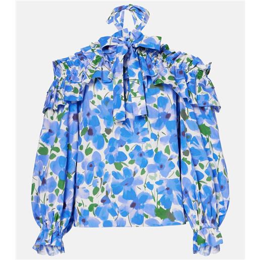 Carolina Herrera top in misto cotone con scollo bardot