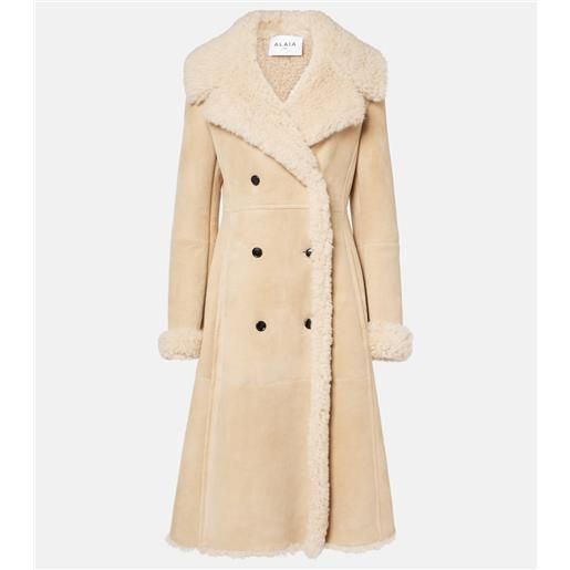 Alaia alaã¯a cappotto in suede con shearling