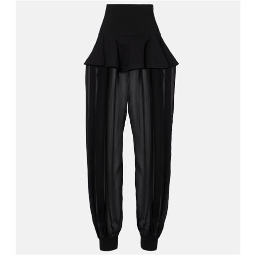 Alaia alaã¯a pantaloni a gamba larga in georgette