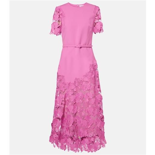 Oscar de la Renta abito midi orchid in misto lana guipure