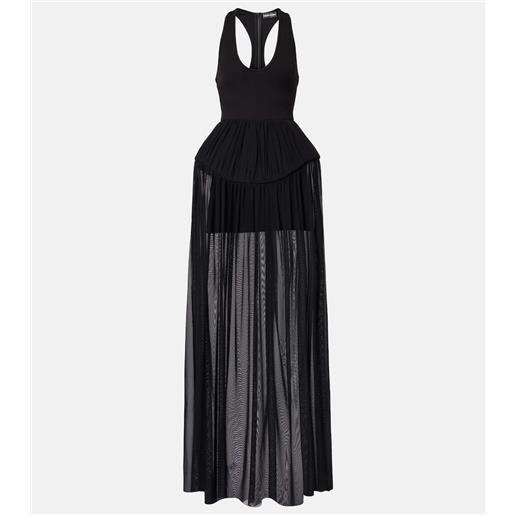 David Koma abito lungo in jersey e chiffon