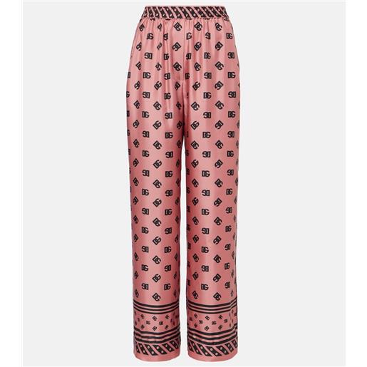 Dolce&Gabbana pantaloni a palazzo dg in raso di seta
