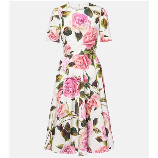 Dolce&Gabbana abito midi in cotone con stampa floreale