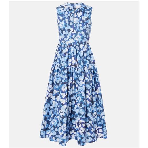 Erdem abito midi in cotone con stampa floreale