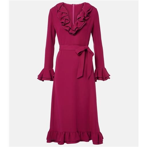 Valentino abito midi in cady couture con volant