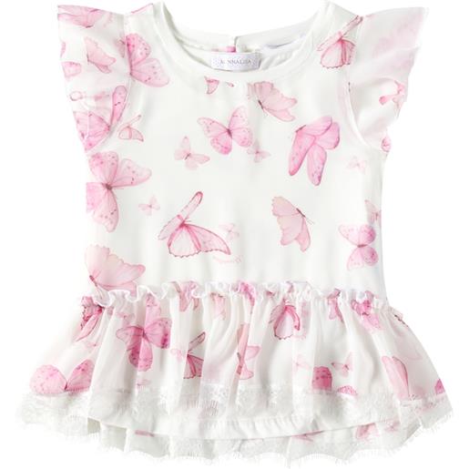 Monnalisa top butterflies in georgette con volant