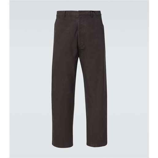Prada pantaloni regular in cotone con pelle