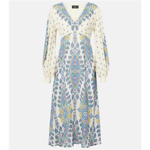 Etro abito midi in crêpe de chine con stampa