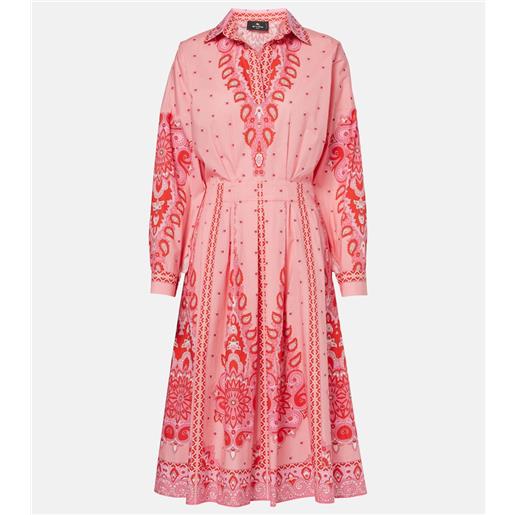 Etro abito midi in misto cotone con stampa
