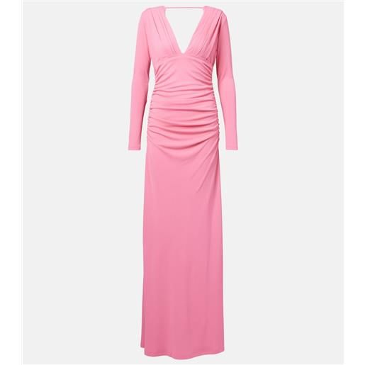 Carolina Herrera abito lungo in jersey con ruches