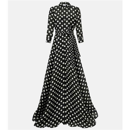 Carolina Herrera abito lungo in seta a pois