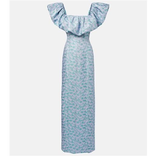 Markarian abito lungo rowan in broccato con stampa floreale