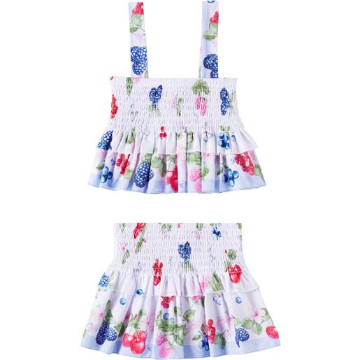 Monnalisa top e gonna in cotone con volant