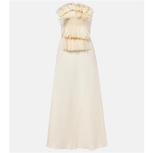 Johanna Ortiz abito lungo in lino con decorazioni