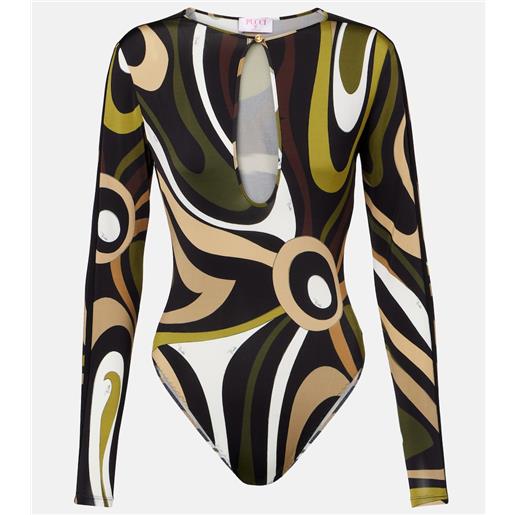 Pucci body in raso con stampa marmo