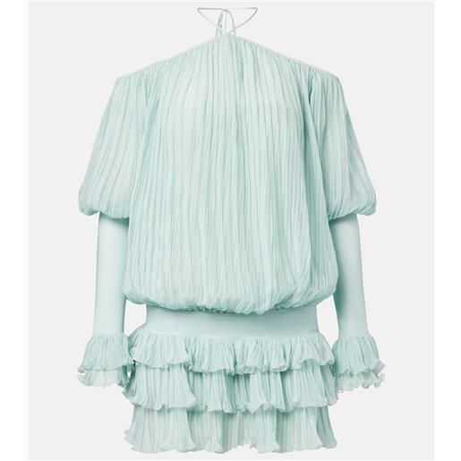 Blumarine abito corto in chiffon di seta plissã©