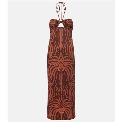 Johanna Ortiz abito midi jungle palms con stampa