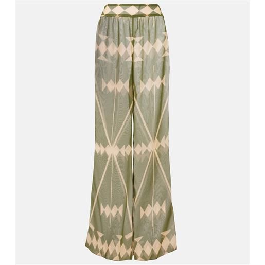 Johanna Ortiz pantaloni a palazzo in chiffon con stampa