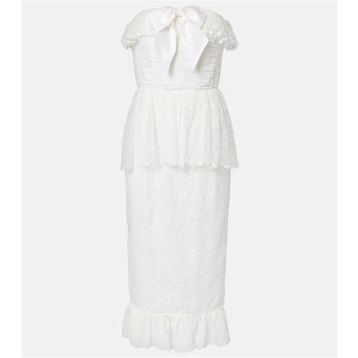 Alessandra Rich abito bustier in georgette di pizzo e seta