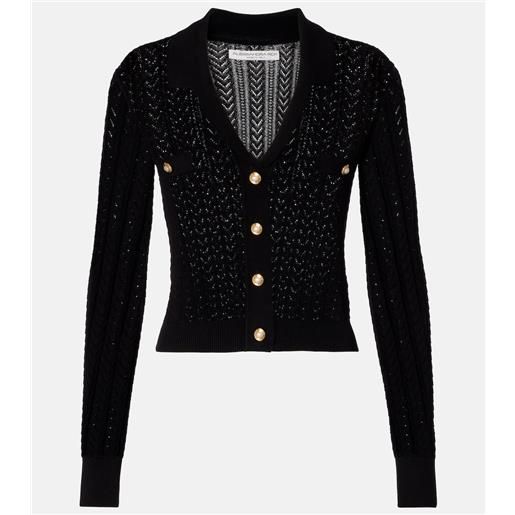 Alessandra Rich cardigan pointelle in cotone e cashmere
