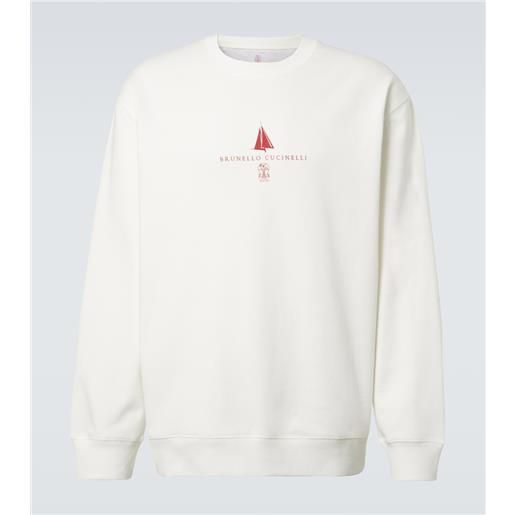 Brunello Cucinelli felpa in jersey di misto cotone con logo