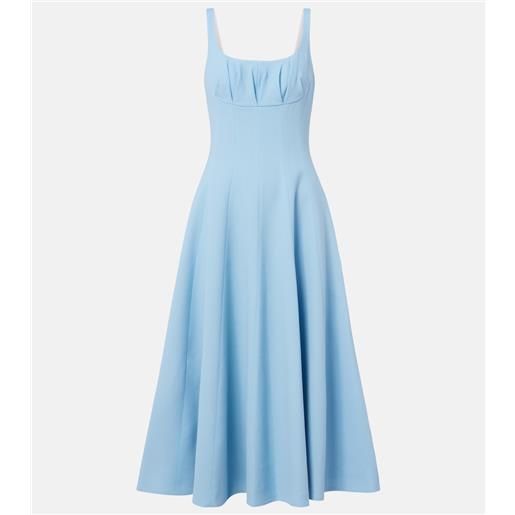 Emilia Wickstead abito midi collins in crêpe di lana a pieghe
