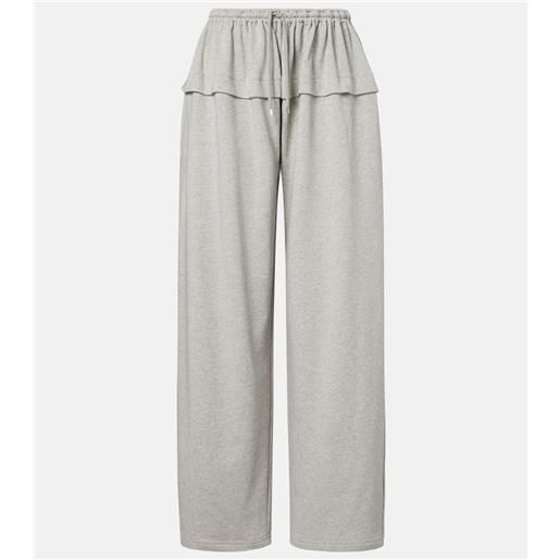 Alaia alaã¯a pantaloni sportivi in misto cotone con volant