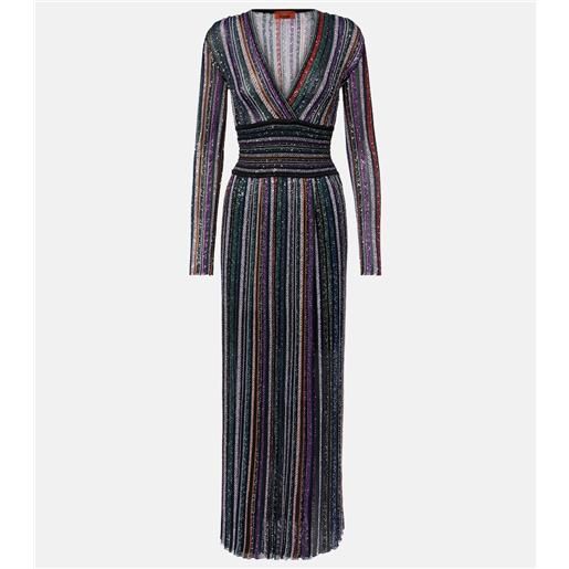 Missoni abito lungo a righe con paillettes