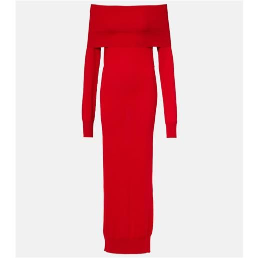 Stella McCartney abito lungo in lana con scollo bardot